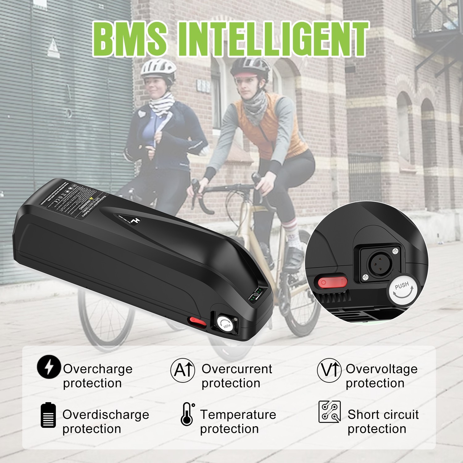 48V Electric Bike Ebike Li-ion Battery w/ BMS 52V 10Ah 13Ah 16Ah 20Ah for ≤1500W