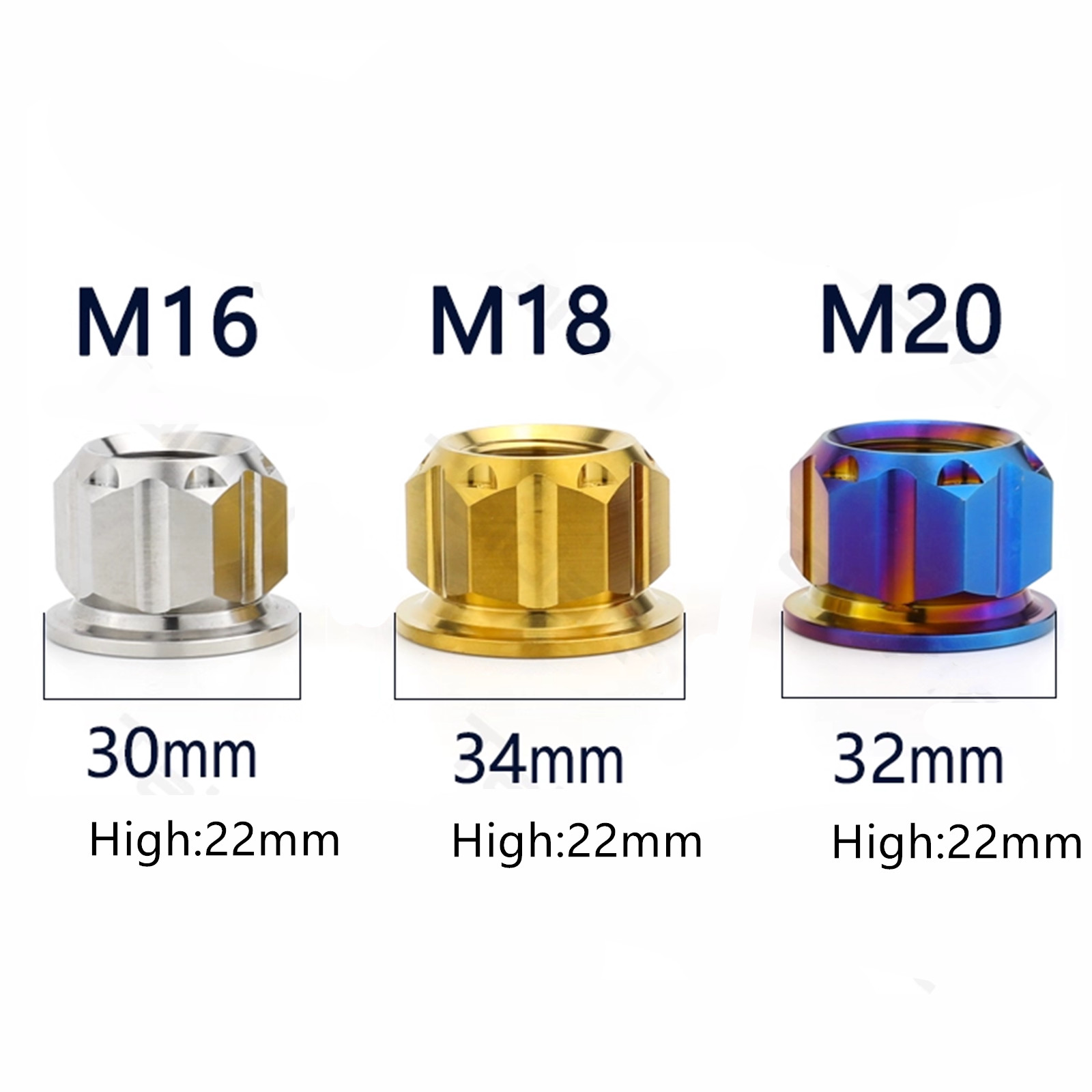 Titanium Nut Flange Hex Nuts for Bike Motorcycle M16/M18/M20/M22/M24/M25/M28