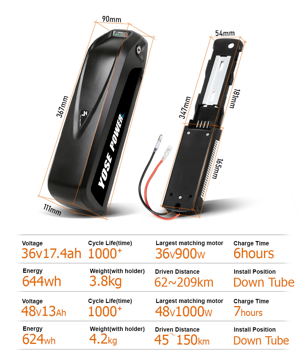 48V Lithium Battery 48V 36V 17Ah 15Ah Hailong Ebike Battery 1000W Electric Bike