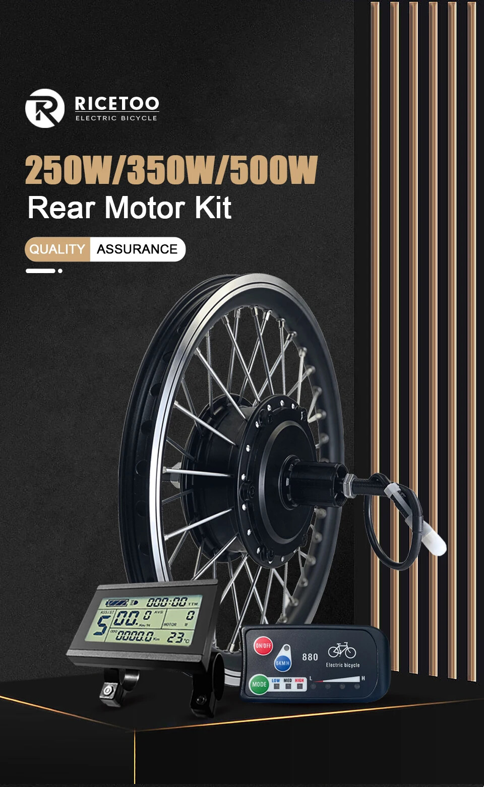 250W/350W/500W 36V 48V E-bike Conversion Kit Rear Cassette Wheel Hub Motor Kit