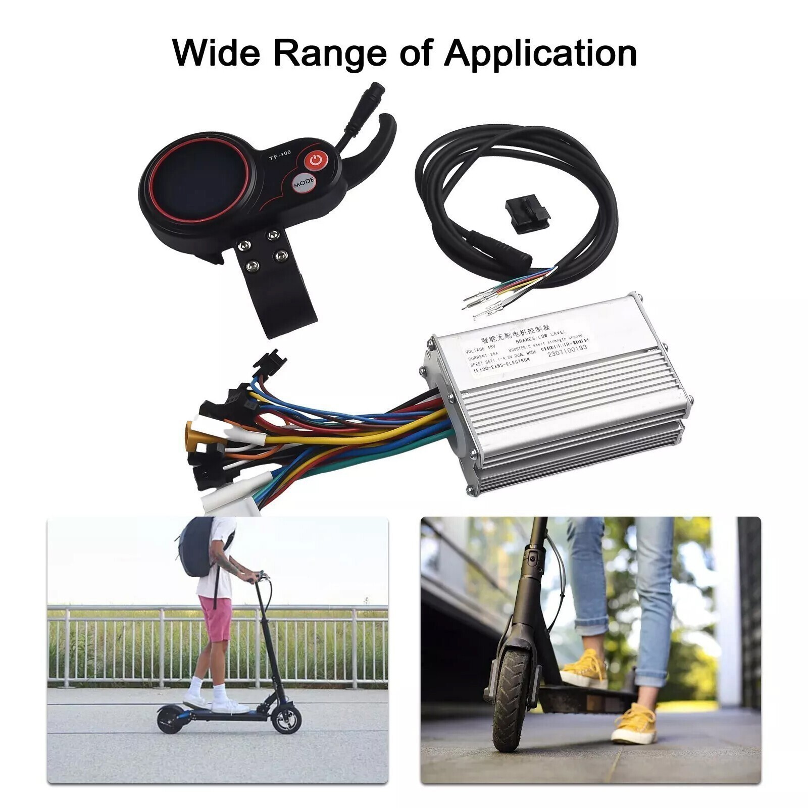 1200W 48V-25A Brushless Motor Controller + LCD Display + 6 Pin Cable For Scooter