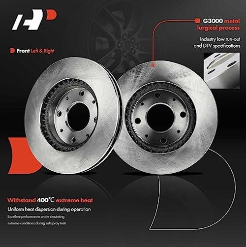 10.83 Inch (275mm) Disc Brake Rotors, 2-Pack | Compatible with Front Vented