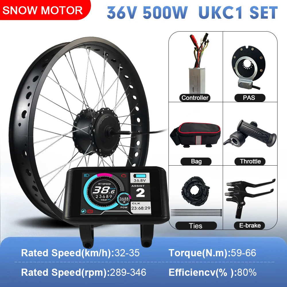 36V48V 500W EBike Fat Tire Conversion Kit 4.0 Rear Rotate Hub Motor Wheel 20 26″