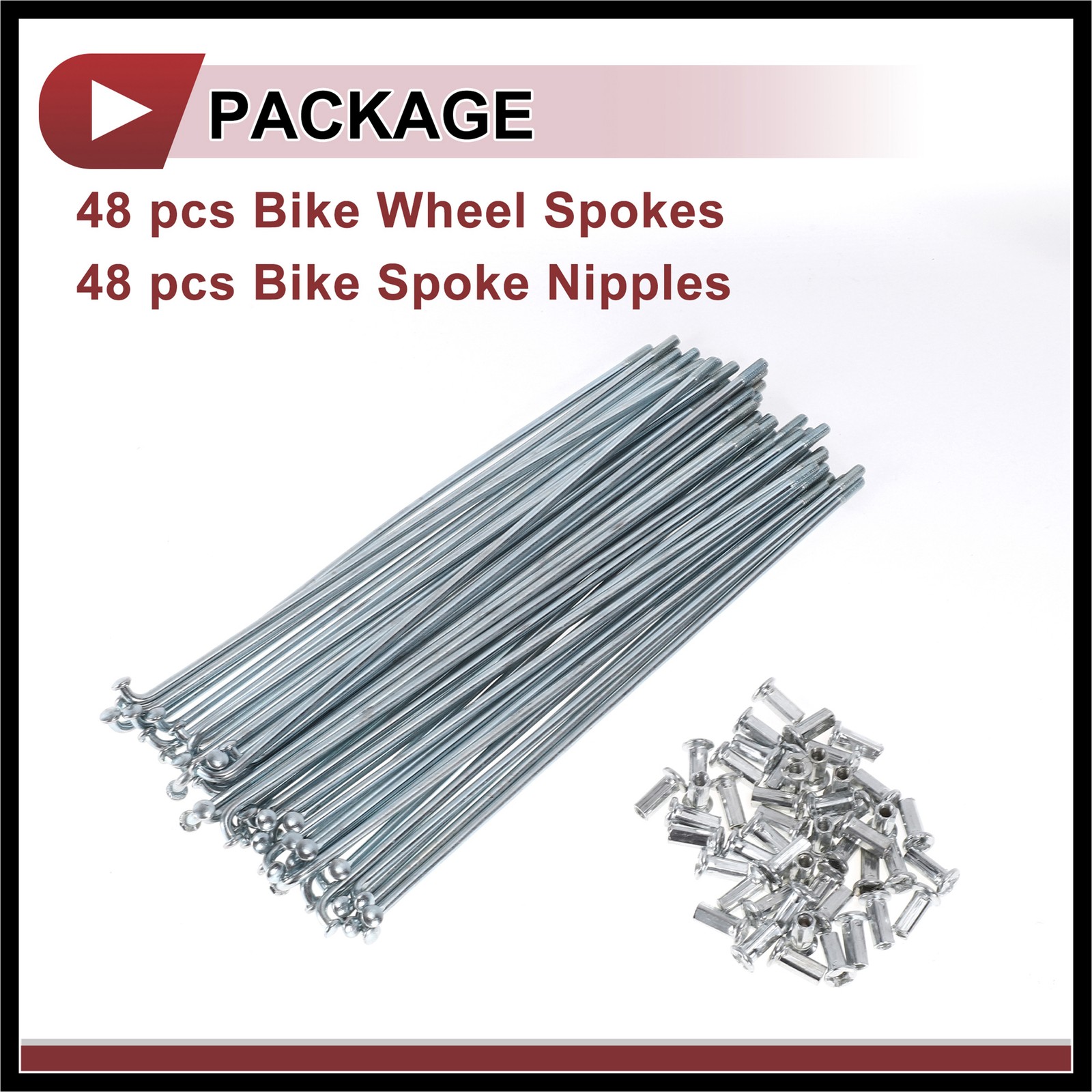 48Set 10G Bicycle Spokes 180mm Bike Wheel Spokes Carbon Steel Galvanized