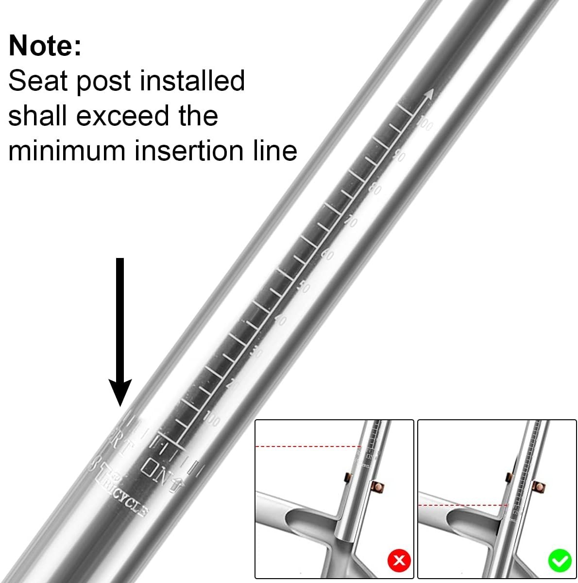 Polished Aluminum Bike Seat Post 350mm