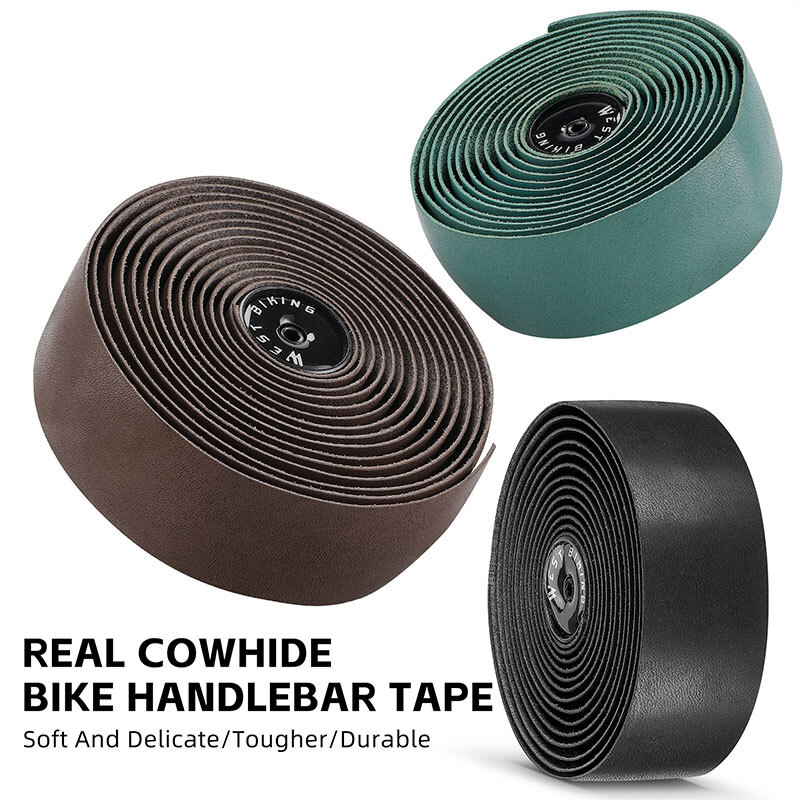 West Biking Road Bike Bicycle Handlebar Tapes Cowhide Leather Cycling Handlebar Tape