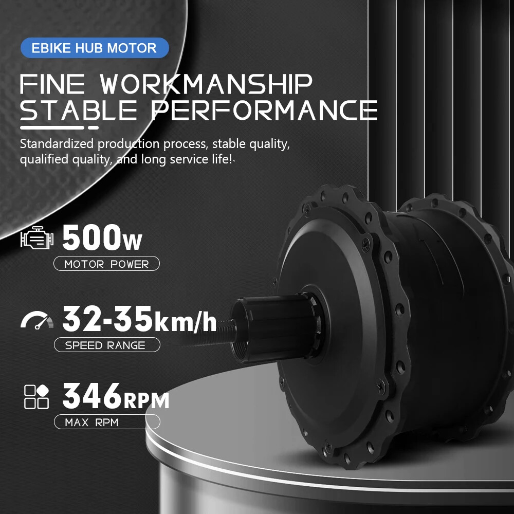36V48V 500W EBike Fat Rear Cassette Hub Motor Wheel 170mm Dropout Snow Ebike Kit