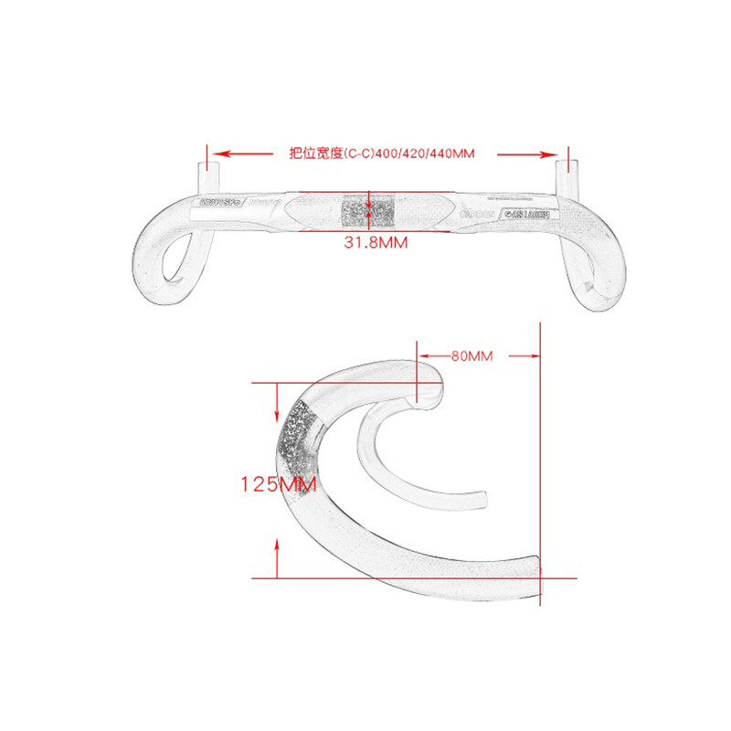 Carbon Fiber Handlebar Racing Road Bike Aero Drop Bar 31.8*380/400/420/440/460mm