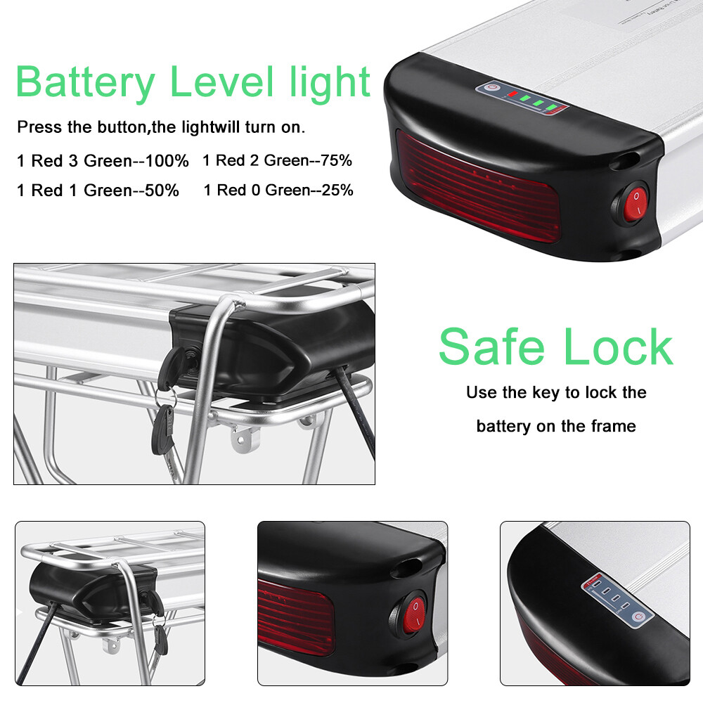 36V 20Ah Rear Rack Lithium Battery for Electric Bicycle Battery Pack Replacement