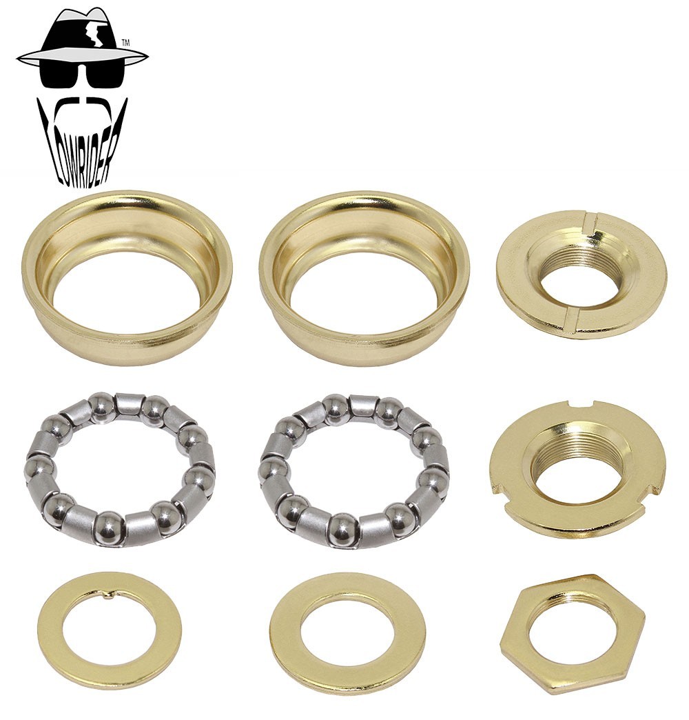 ORIGINAL LOWRIDER Gold Bottom Bracket Set w/Bearings 1-Piece Crank, 5/16×7.