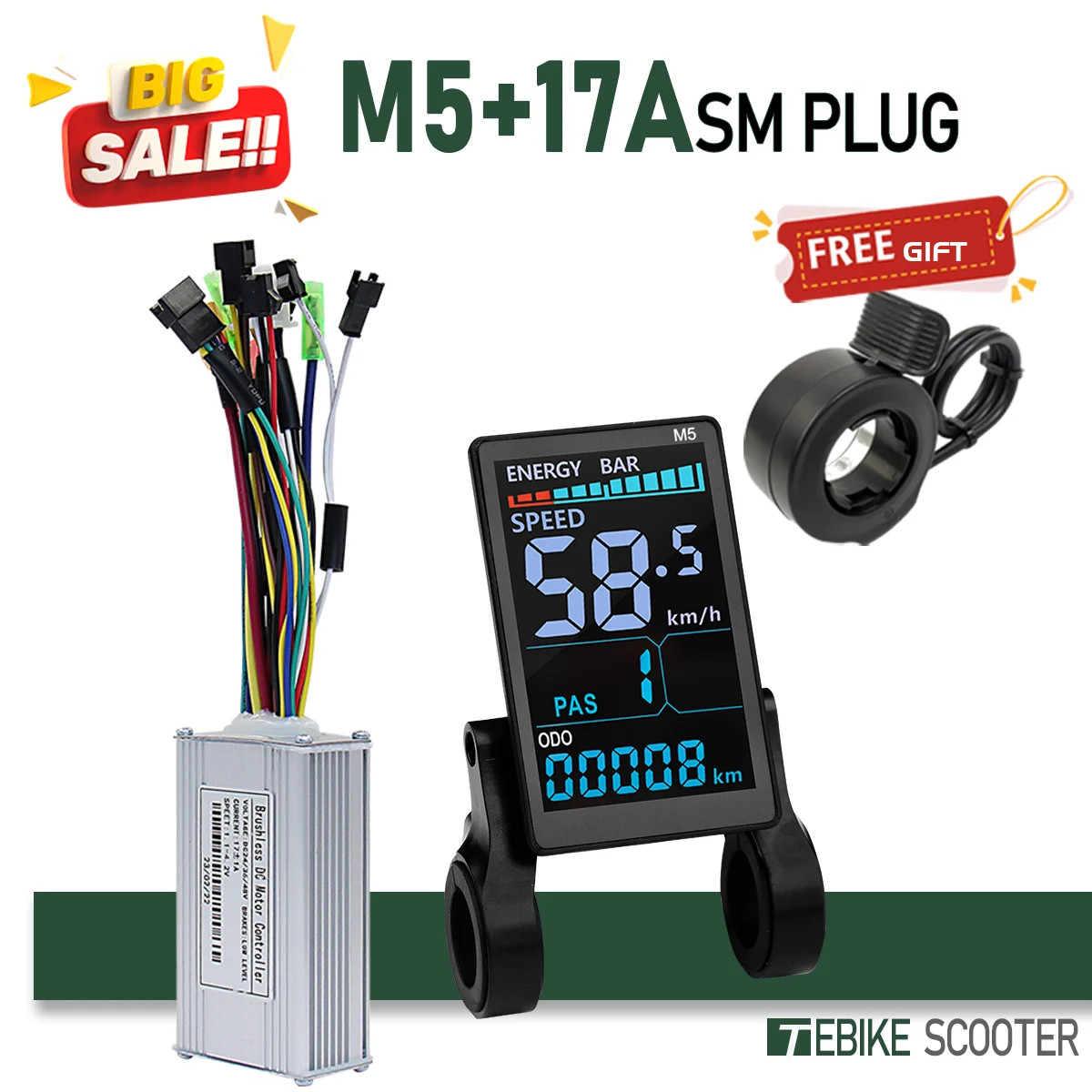 Electric Bike Sinewave Controller 17A 26A 30A 40A with Learning Function Display
