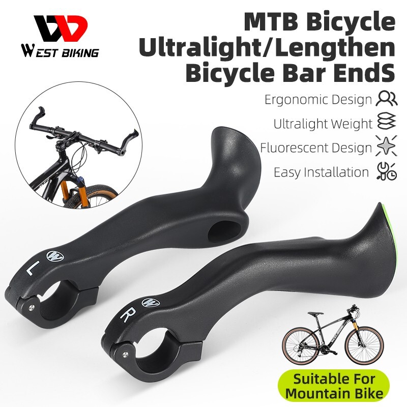 WEST BIKING MTB Bike Handlebar Bar Ends Ergonomic Extended Bicycle Bar Ends