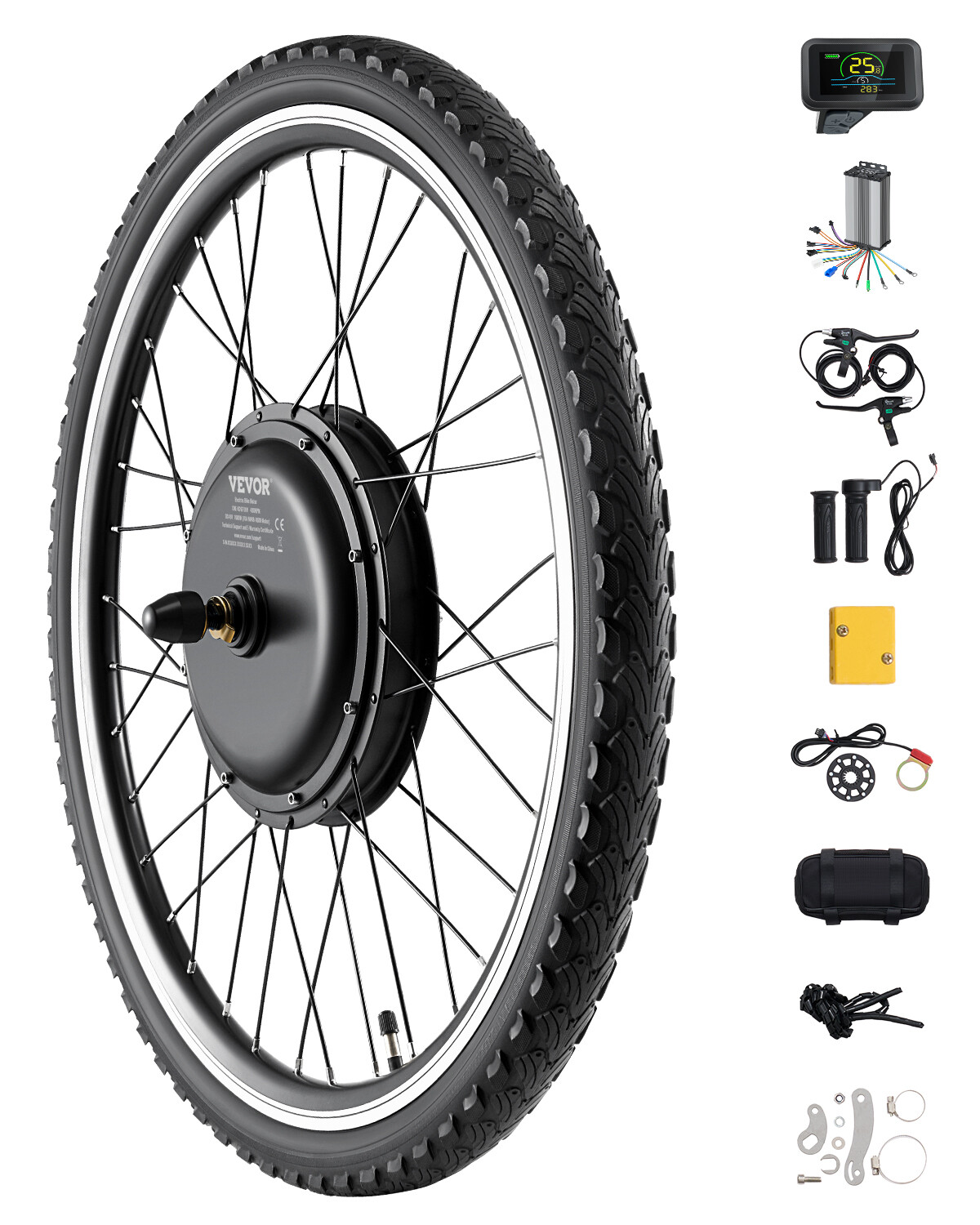 1000W Electric Bike Conversion Kit 48V 420rpm 26″ Front Wheel E-Bike Hub Motor