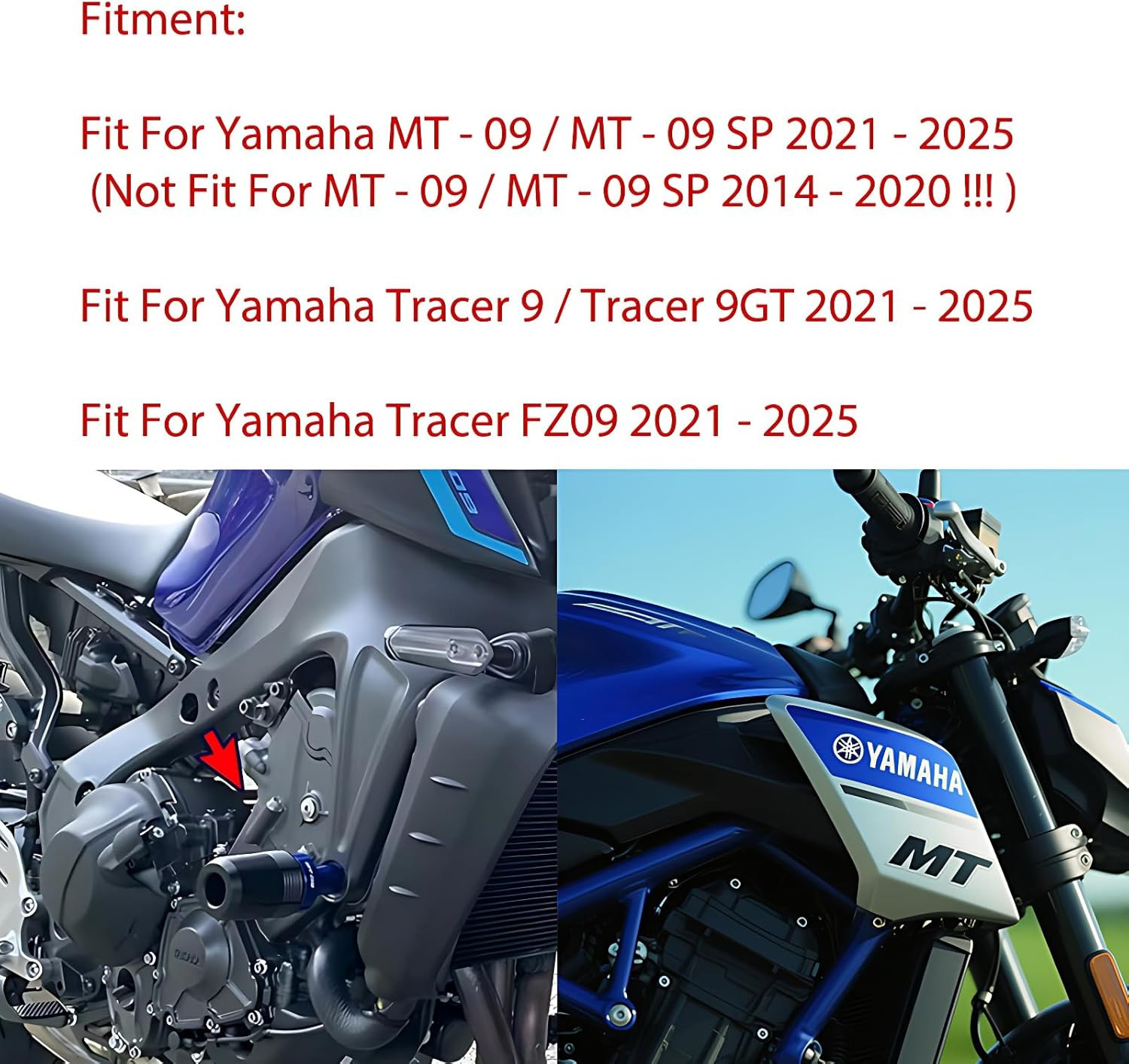 Blue CNC Frame Sliders Fit for Yamaha MT-09/MT-09 SP (2021-2025) & Tracer 9/9GT/