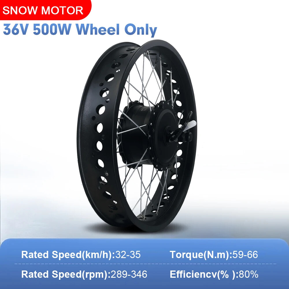 Snow E-bicycle Fat Tire 20/24/26In 36V 48V 500W Brushless Gear Front Hub Motor