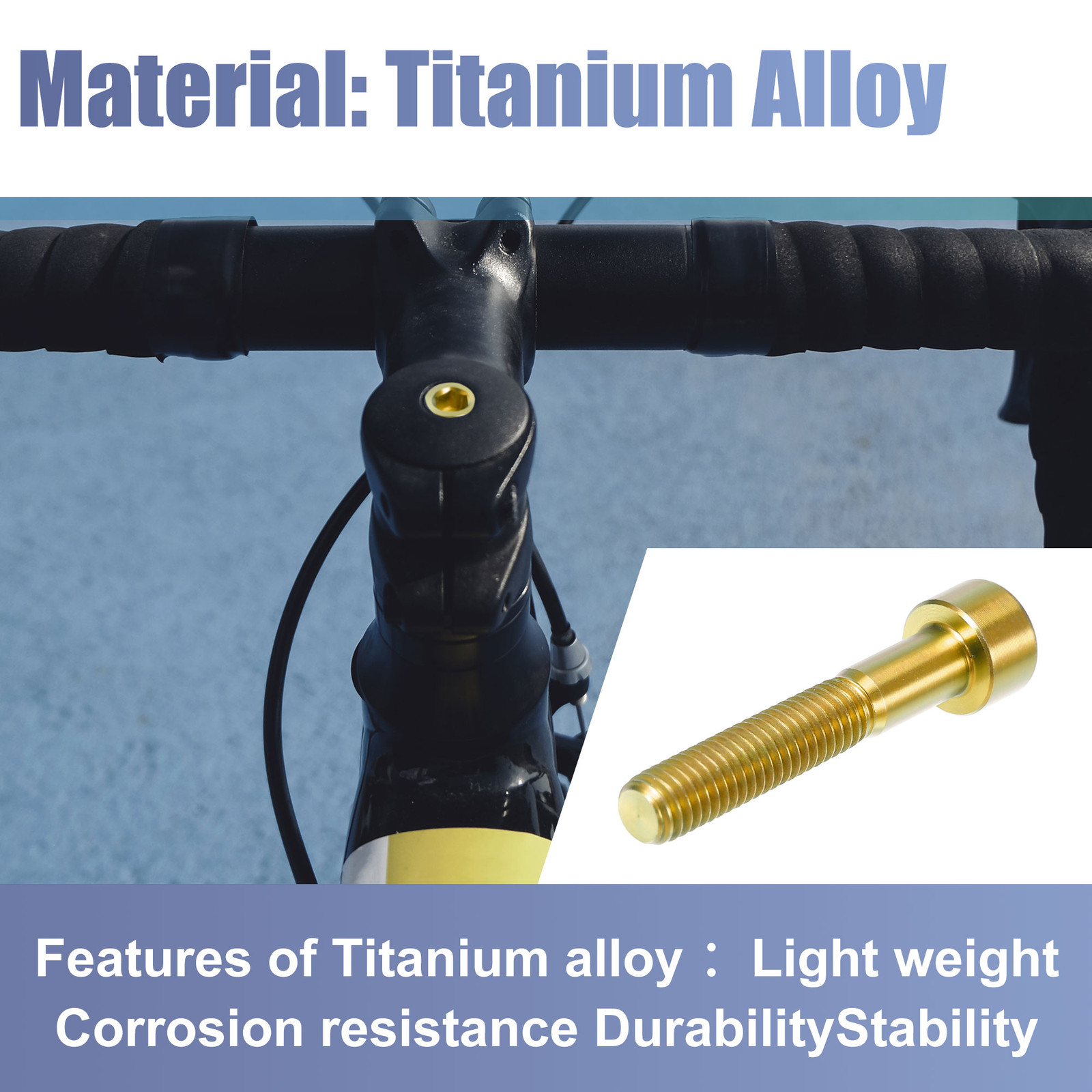 Gold Tone M6x35 Bike Stem Bolt Bicycle Bike Headset Stem Bolt Titanium Alloy