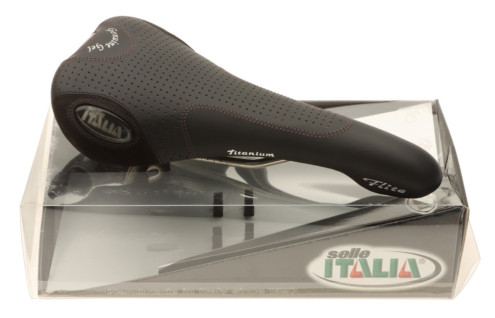 Selle Italia Flite Saddle Genuine Gel Ti Rails Perf. Black Leather NOS NIB NEW