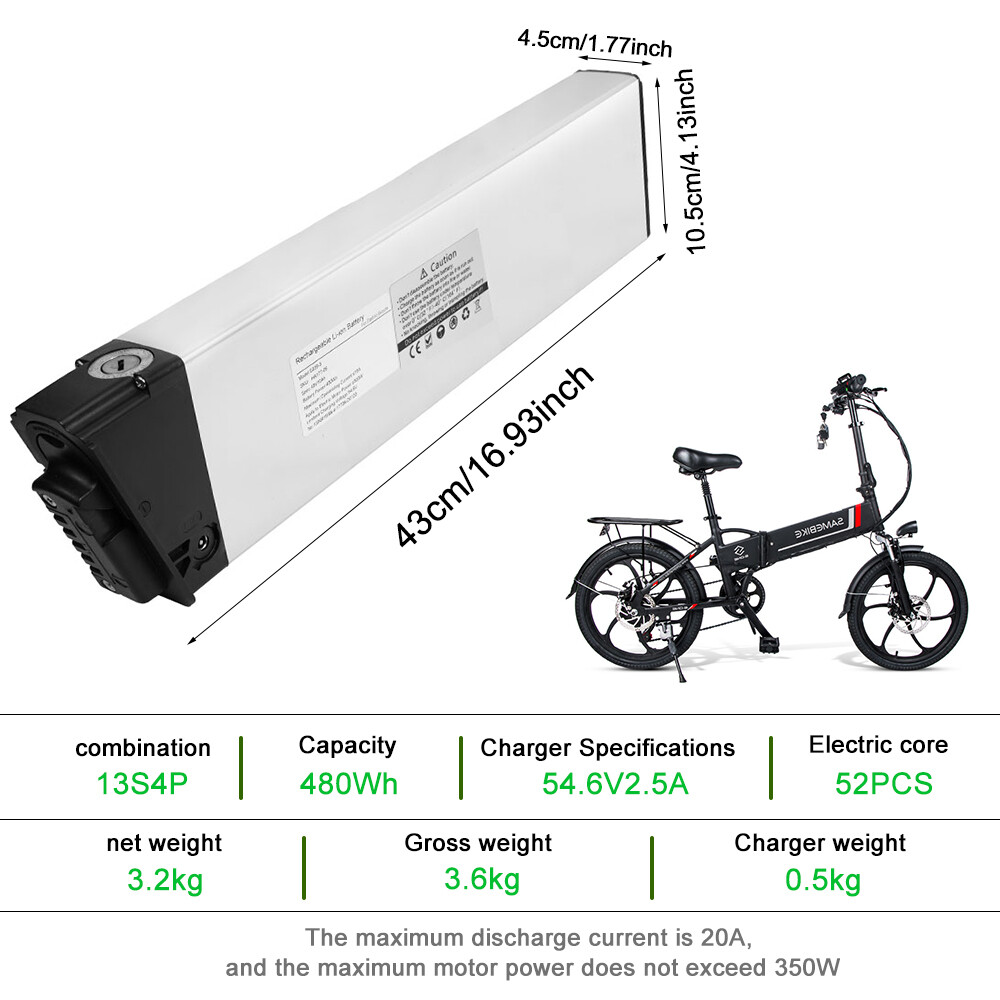 BEZIOR XF200 Ebike Battery 48V 10Ah Electric Bicycle ≤800W Motor Lithium Battery