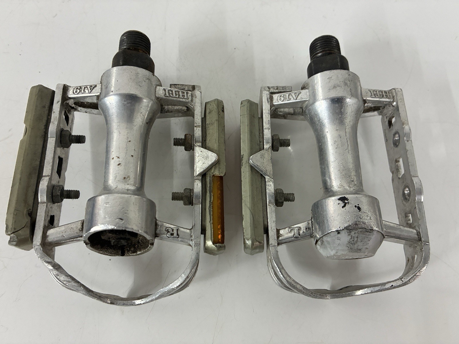Vintage HTI Road Pedals 9/16 in Aluminum Silver A19 1980s Bike