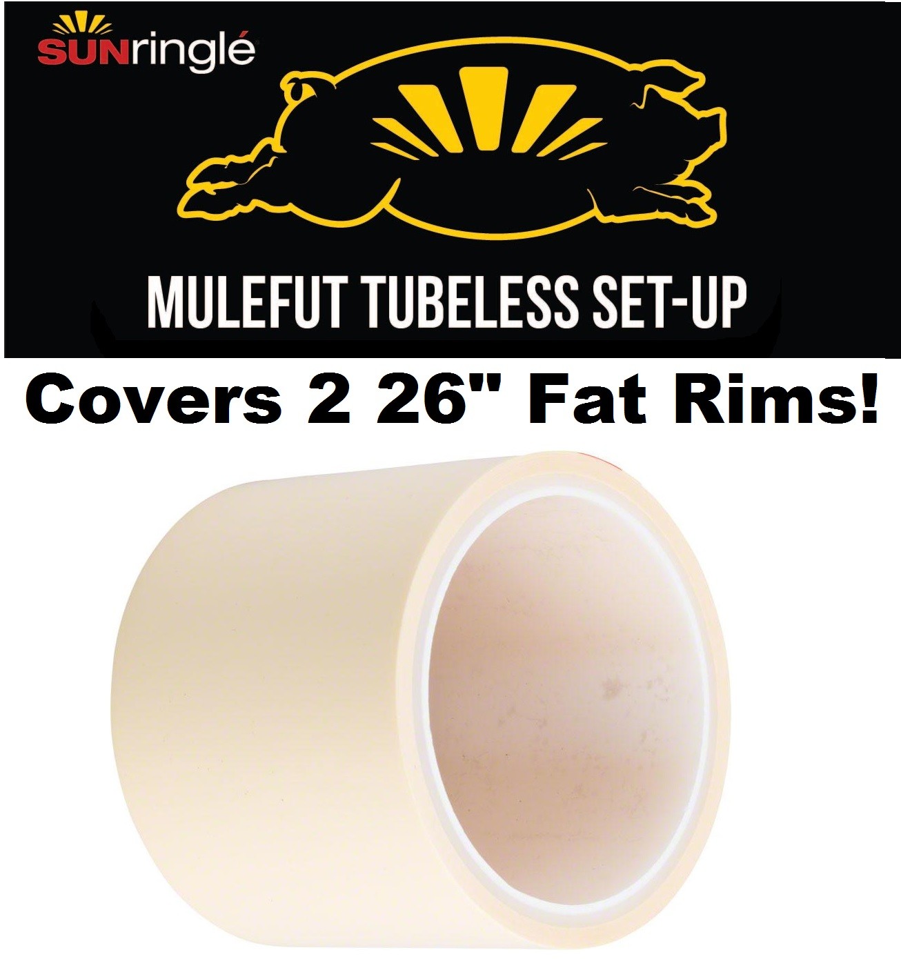 Sun Ringle MULEFUT 80SL STR Tubeless Rim tape 78mm Wide for 26″ Fat Bike Rim