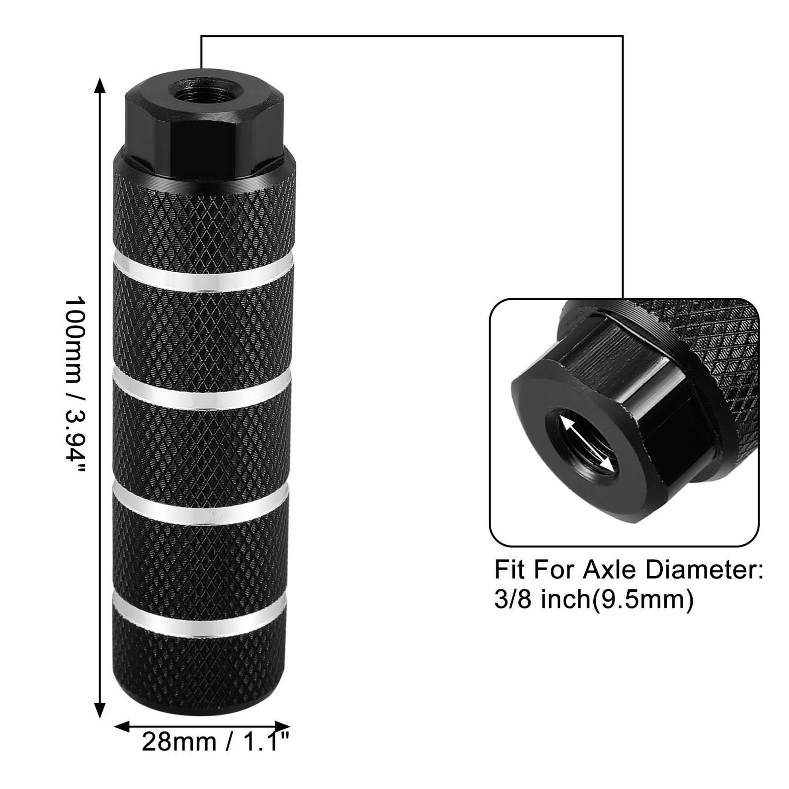 4pc Aluminum Alloy Rear Foot Pegs Black for BMX MTB Bike Fit 3/8 inch Axles