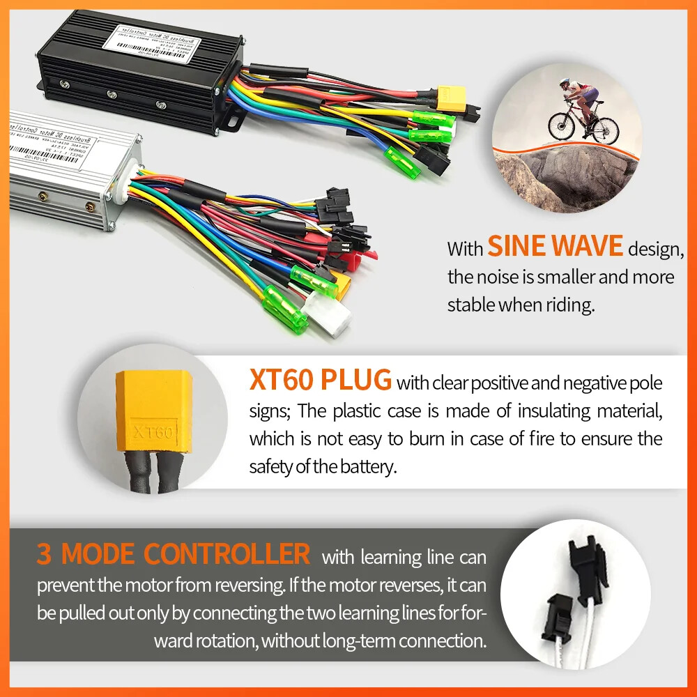 E-bike 36V/48V 17A 40A Three-Mode Sine Wave Controller with 866 LCD Display