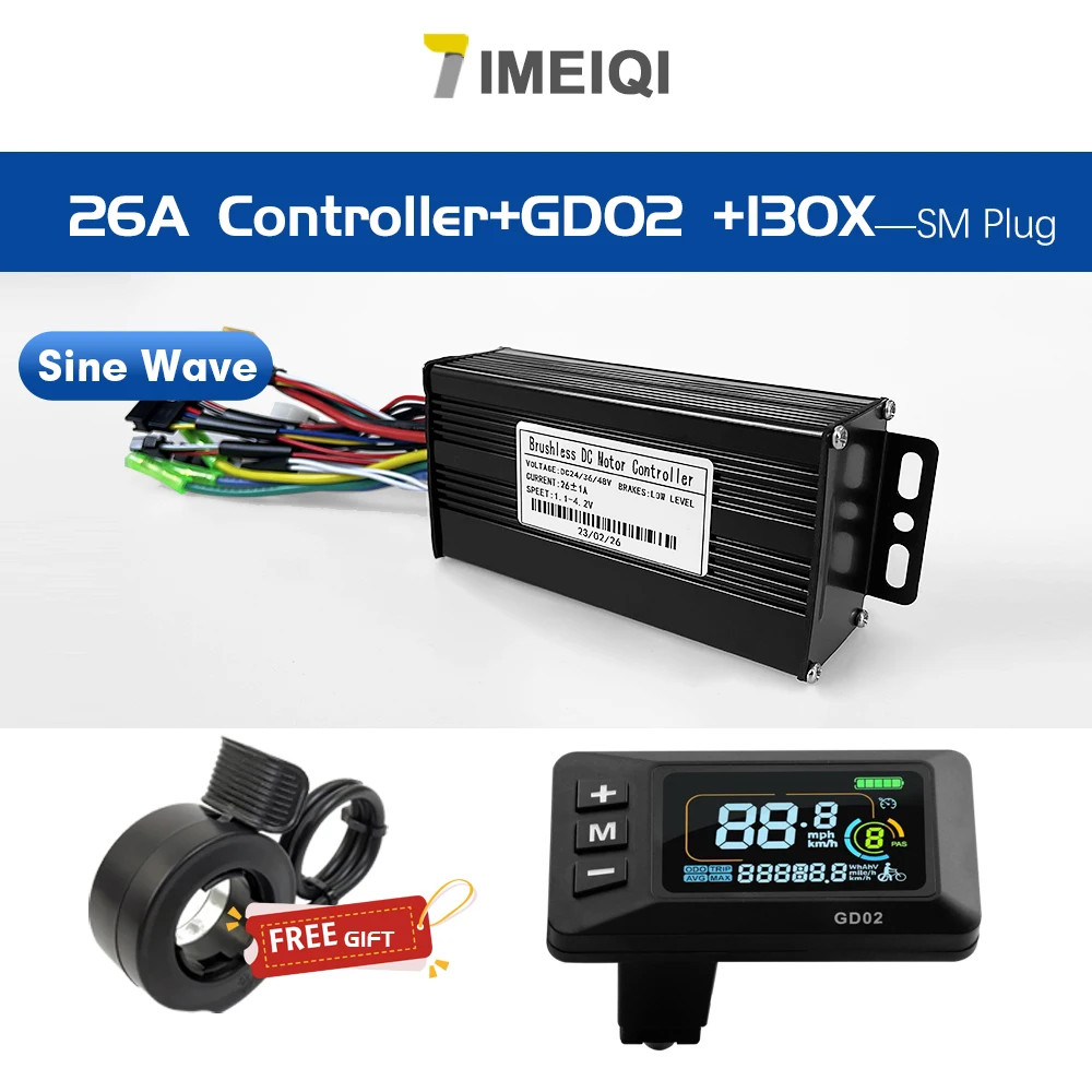 Ebike 3-mode Sine Wave Controller 17A/26A/30A/40A for 250W-3000W Brushless Motor
