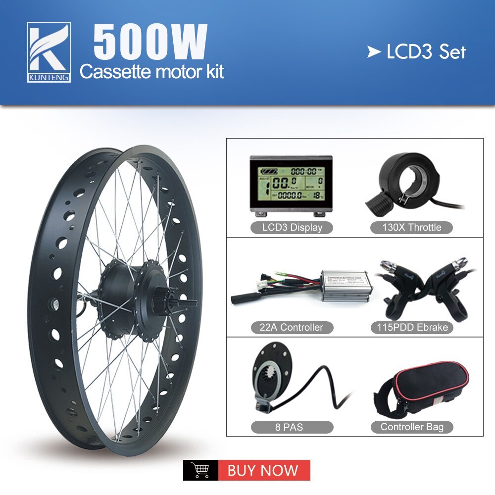 EBike Conversion Kit 36V48V 500W Rear Cassette Hub Motor Wheel 20 26”×4.0 Wheel