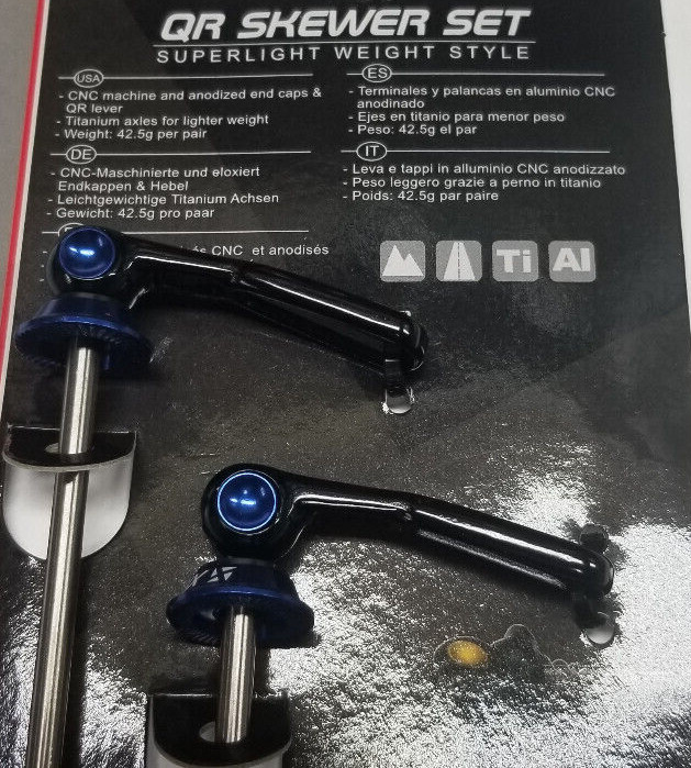 XRD Titanium Quick Release Skewer set MTB-Road blue black 48 grams USA seller