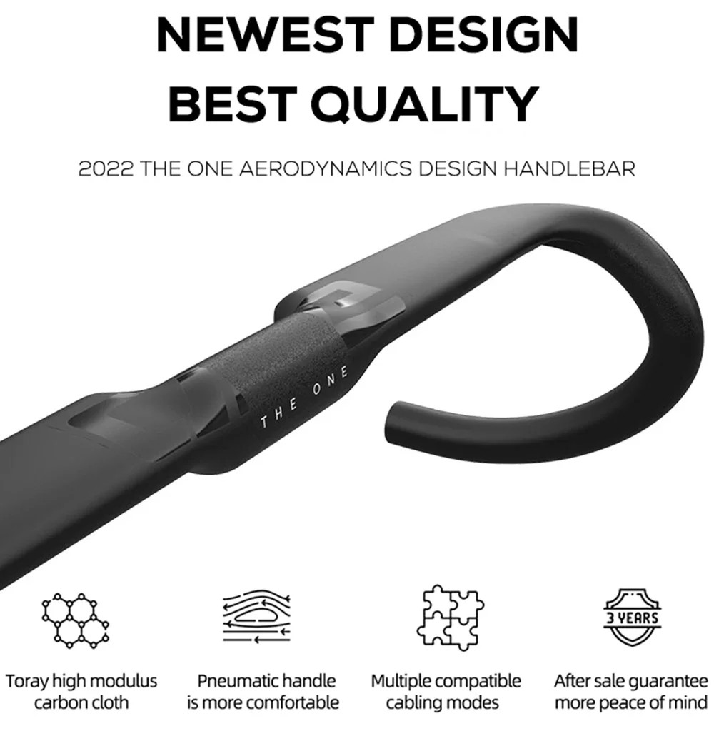 Road Bike Aero Handlebar 360mm-420mm Fully Internal Routing Gravel Drop Bars