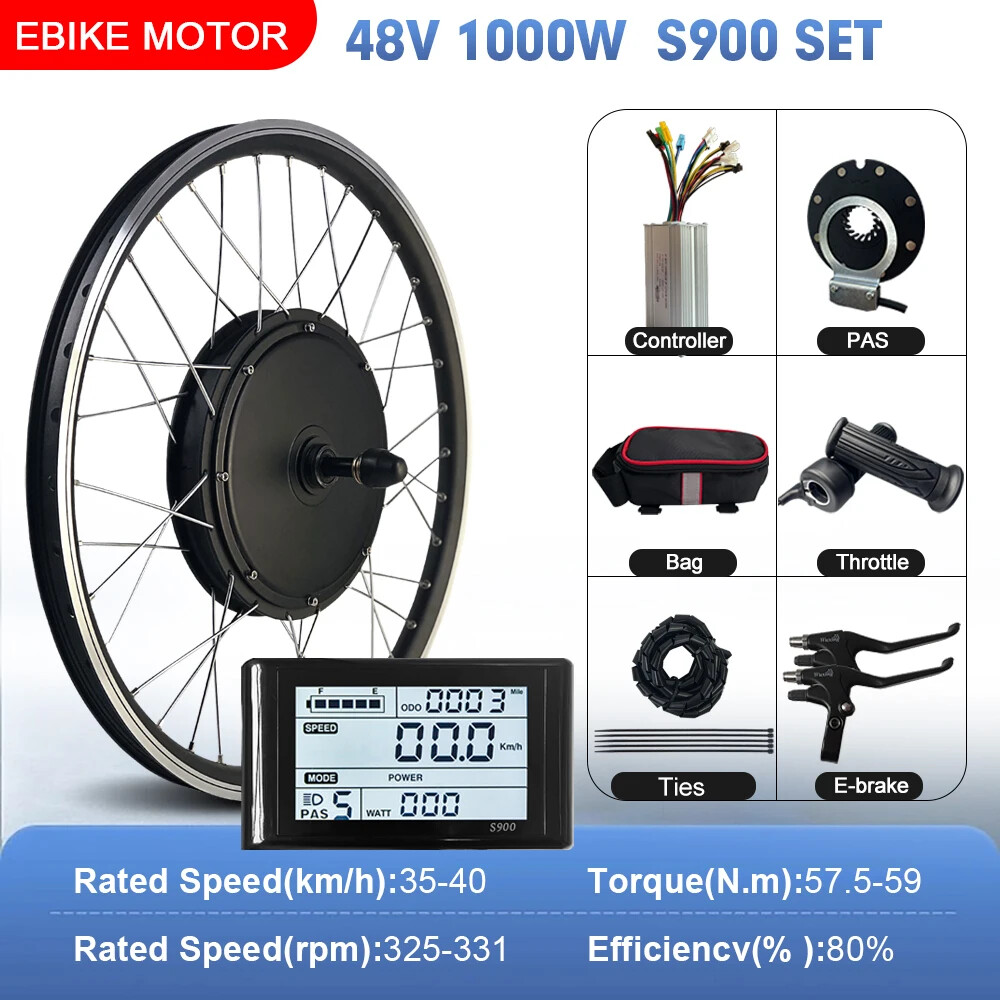 MTB Electric Bike Conversion Kit 48V 1000W Brushless Rear Rotate Hub Motor Wheel