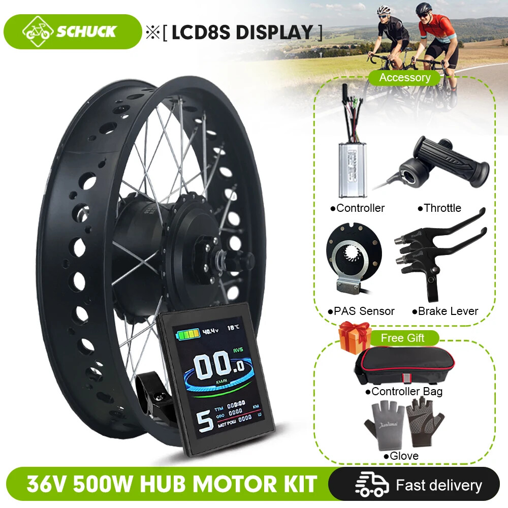 20 26 Inch 36V 48V 500W Rear Cassette Hub Motor Snow E-bike Conversion Kit