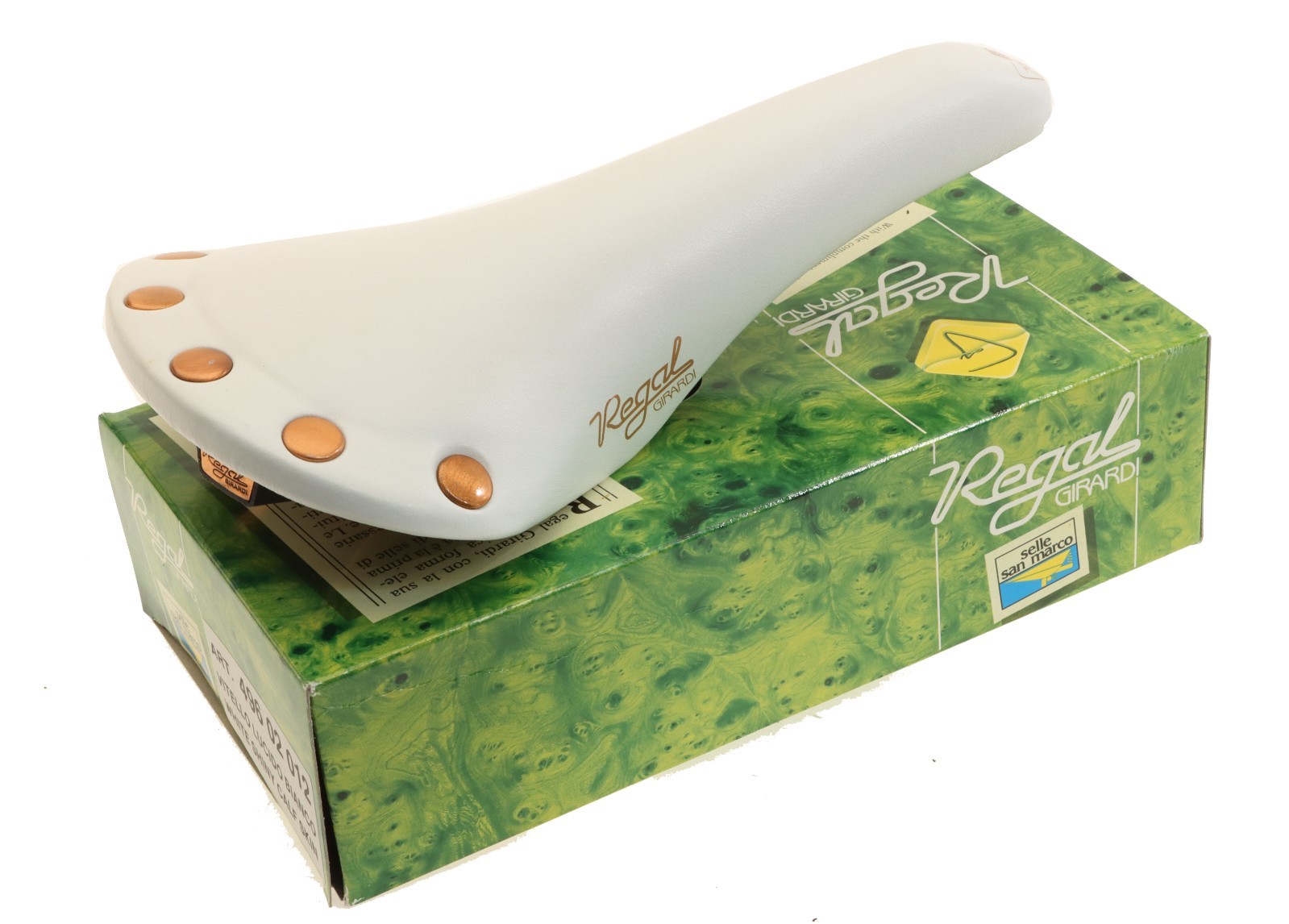 Selle San Marco Regal Girardi White Leather Saddle Copper NEW in Box NOS