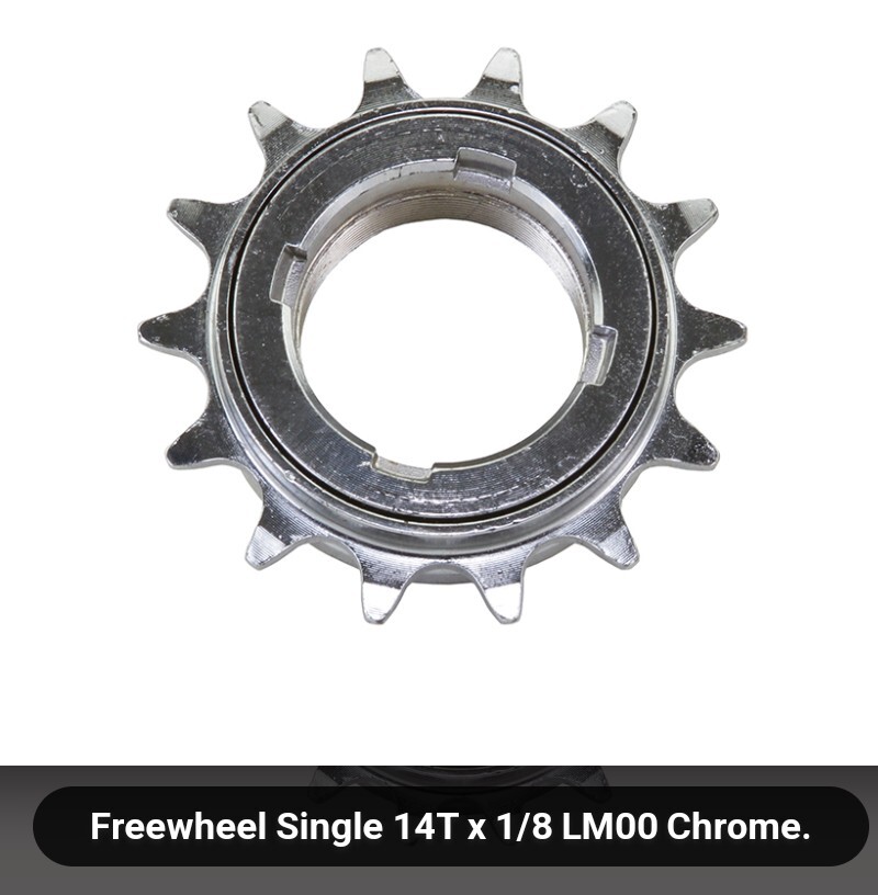 FREEWHEEL REAR GEAR 14T X 1/8 8 KEY RELEASE ON BICYCLE RIM, CHROME,BMX, CRUISERS