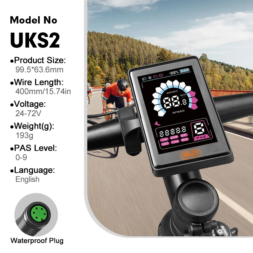 UART LCD UKS2 Color Display BAFANG BBS01 BBS02B BBSHD Mid Drive Ebike Computer