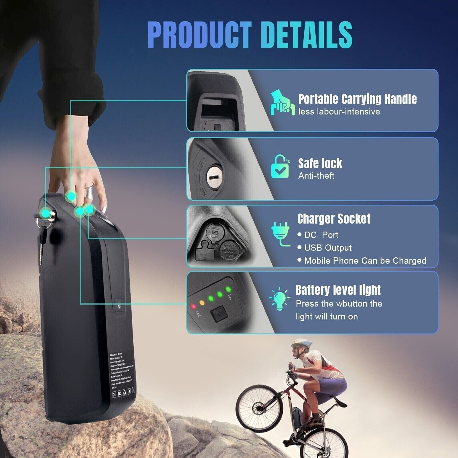 52V 20Ah Lithium Ebike Battery Hailong 500W 750W 1000W 1500W 2000W Electric Bike