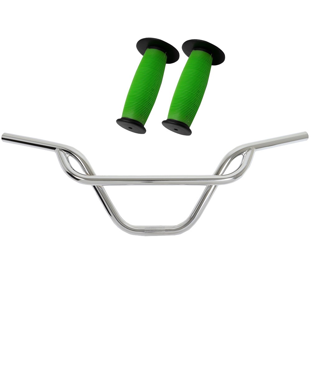 PRO+ 325 Chrome Handlebar & Green/Black Mushroom Grips