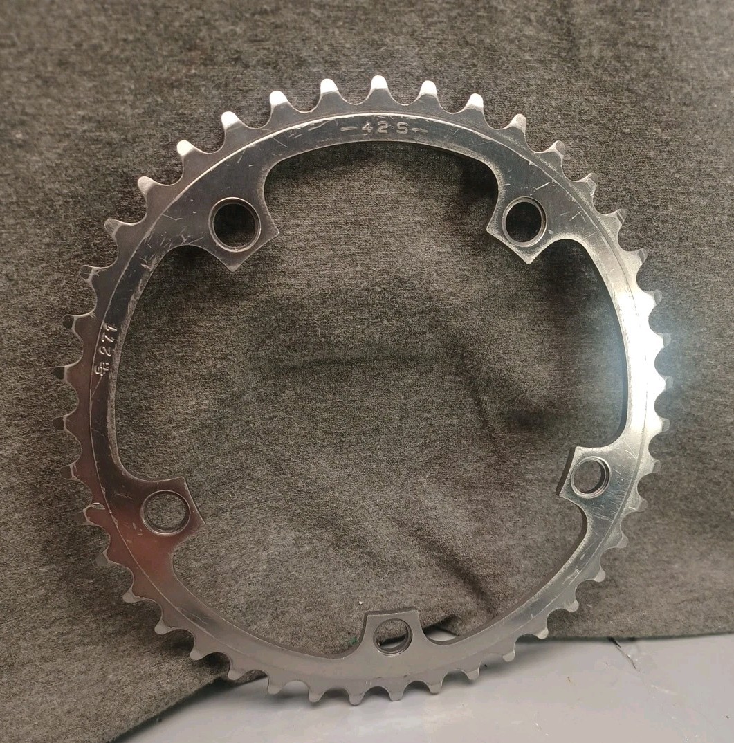 Vintage SR 42T Chainring 130mm BCD 5-Arm Silver Aluminum Road Bike SR 271 42-S