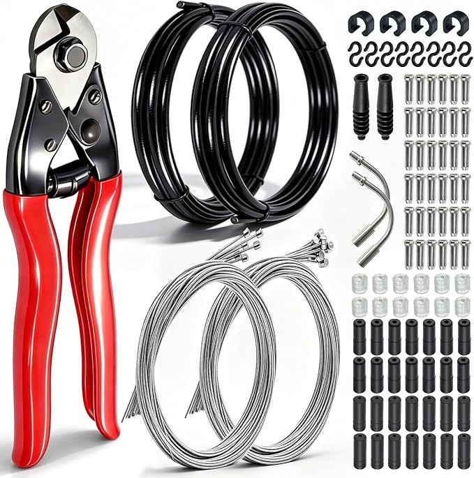 107PCS Bike Brake Shift Cable Housing Kit Stainless Steel Repair Set Black