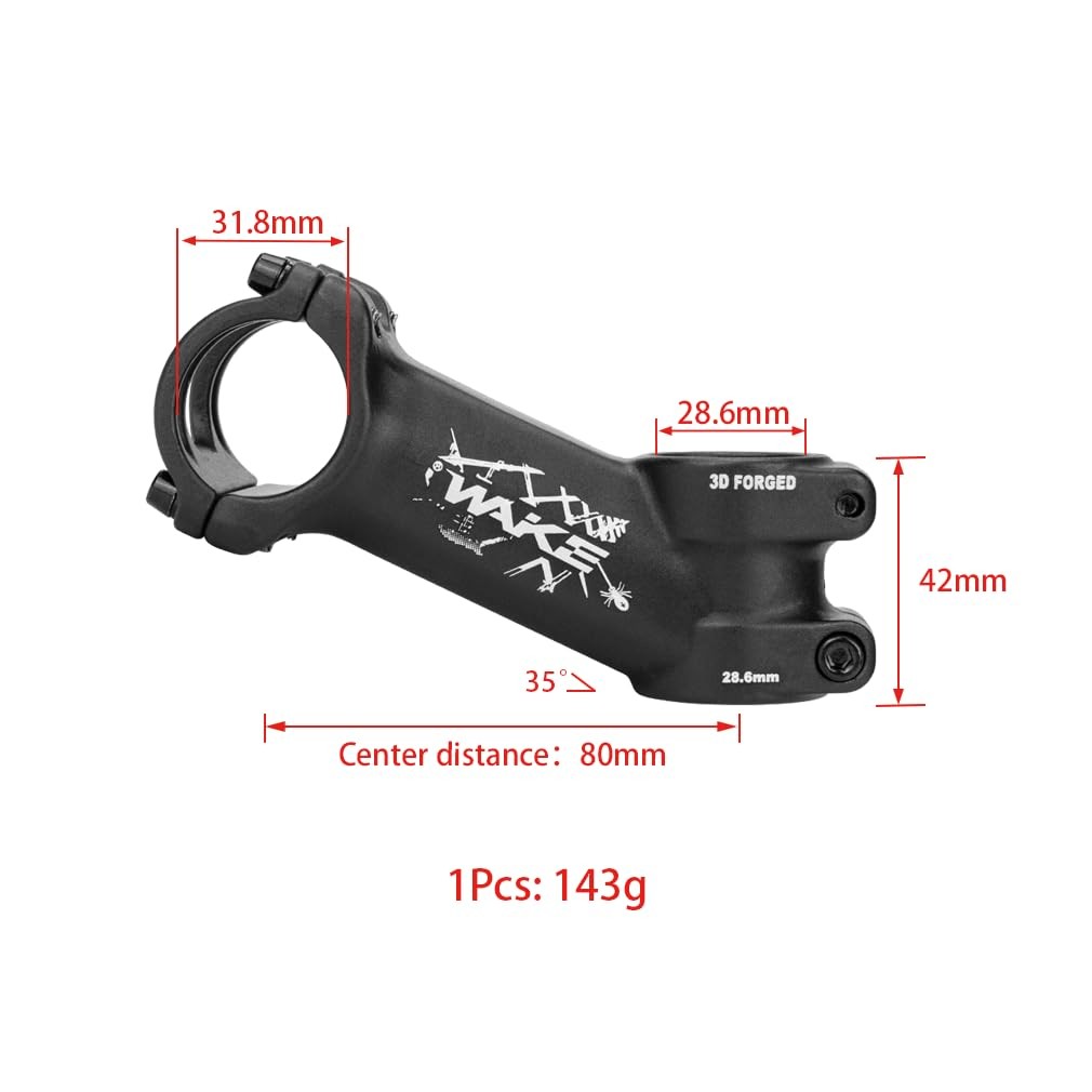 CYSKY Bike Stem 31.8 60mm/70mm/80mm/90mm/110mm 35 Degree MTB 80mm, 80mm