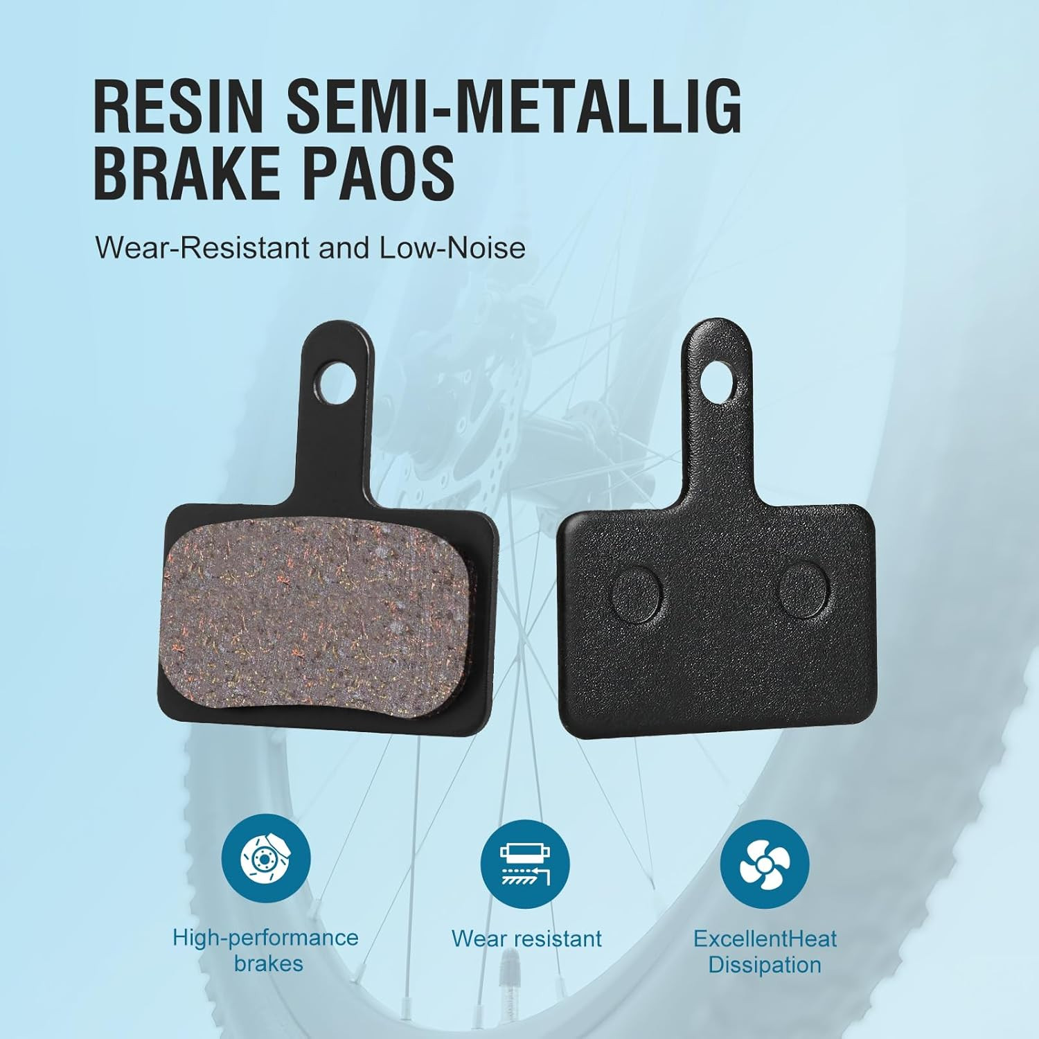 4 Pairs Bike Brake Pads, Disc Brake Pads (Resin,Semi-Metallic) for Mountain B…
