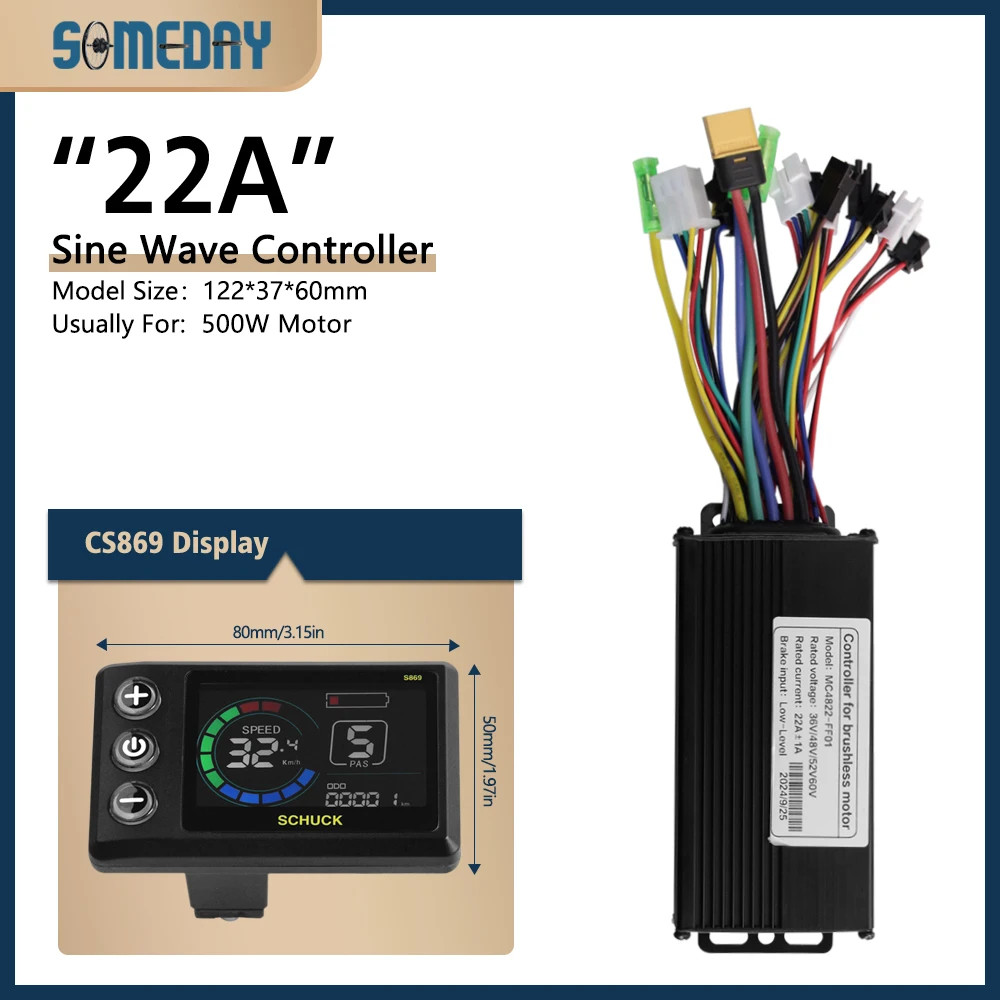 22A E-bike 3 Mode Sinewaves Controller Brushless with Display 36V/48V/52V/60V