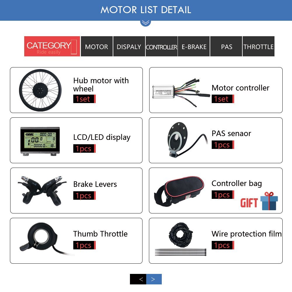 20/26*4.0inch Snow Bike E-bike Conversion Kit 36V 48V 500W Rear Rotate Hub Motor