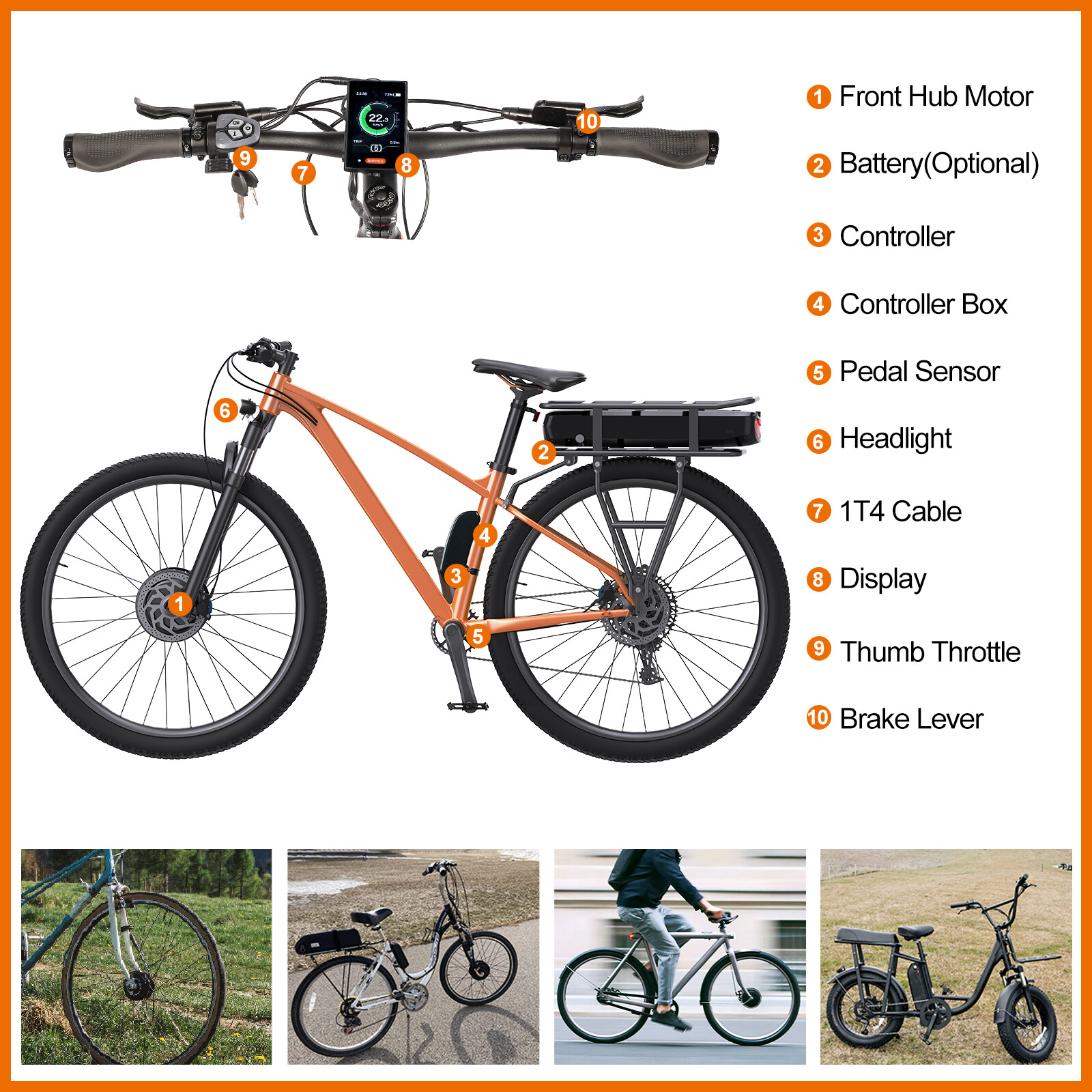 For 20“/26″/700C Wheel 48V 500W Front Hub Motor Electric Bike Conversion Kit