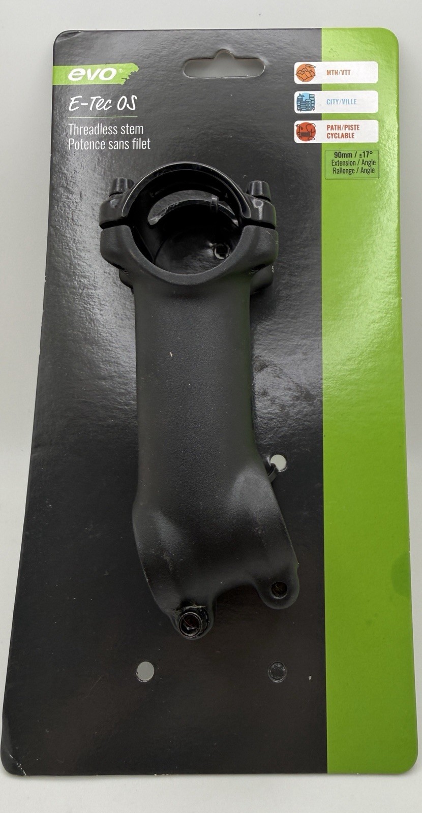 EVO E-Tec OS Stem 28.6mm 90mm, ±17°, 31.8mm, Black New