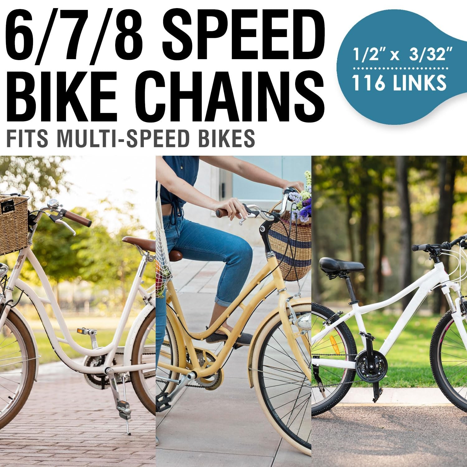 6/7/8 Speed Bike Chain – Bicycle Chain for Road & Mountain Bike, Quick Link I…
