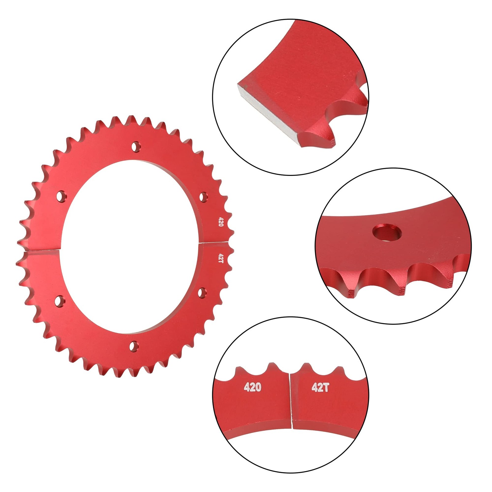 Grehua Universal Split Sprocket 420 Chain 42 Tooth Rear Drive Wheel Aluminum