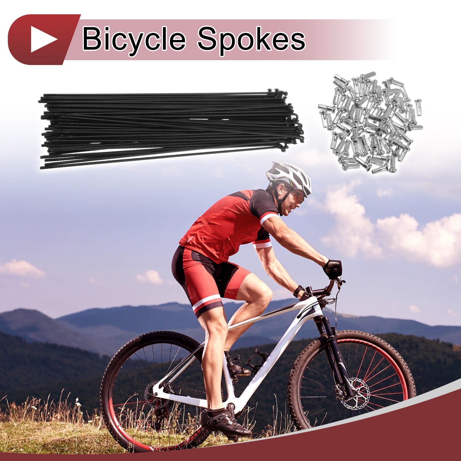 72 Set 14G Bicycle Spoke 192mm Bike Wheel Spoke Carbon Steel Black