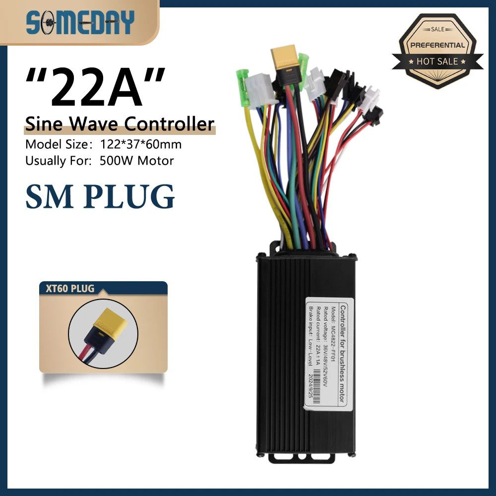 22A E-bike 3 Mode Sinewaves Controller Brushless with Display 36V/48V/52V/60V