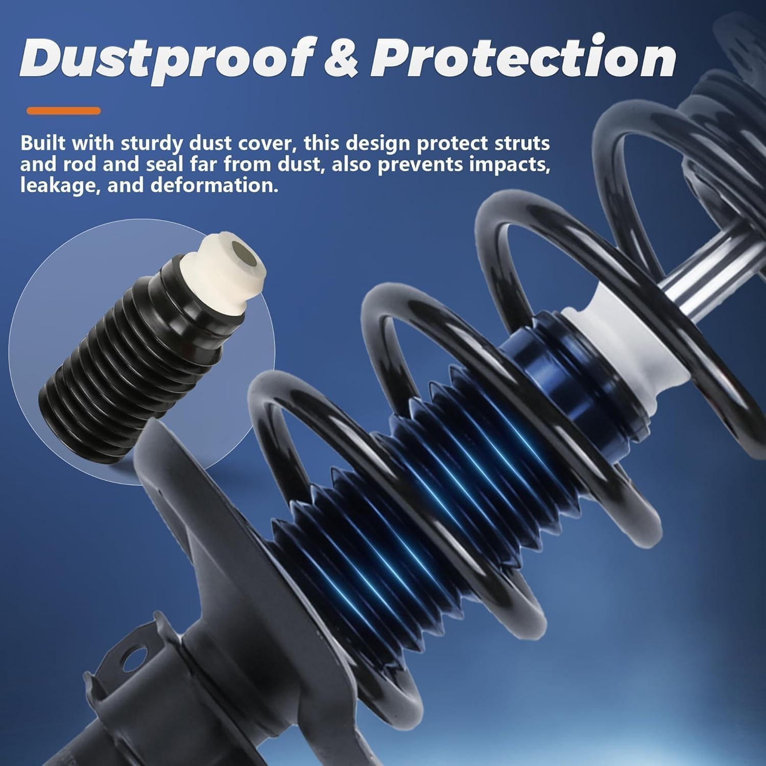 Kuiperauto Rear Shock Absorbers Pair Struts Coil Spring Assembly Compatible For